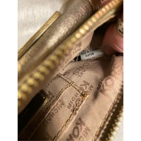 Michael Kors Gold Metallic Double Pocket Mini Purse Handbag Wristlet Wallet - Picture 6 of 8